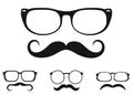 Set of mustache and glasses icon