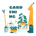 Vector illustration Set of objects for Gardening. Royalty Free Stock Photo