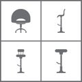 Vector Illustration Set Office Furniture Icons. Elements of Armchair and Bar chair icon Royalty Free Stock Photo