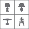 Vector Illustration Set Office Furniture Icons. Elements of Lamp, Table and Armchair icon Royalty Free Stock Photo