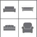 Vector Illustration Set Office Furniture Icons. Elements of Sofa icon Royalty Free Stock Photo