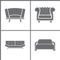 Vector Illustration Set Office Furniture Icons. Elements of Sofa and Shelf icon Royalty Free Stock Photo