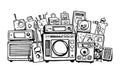 Vector Illustration, Set Illustration of Old Electronics Royalty Free Stock Photo