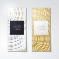 Vector illustration set packaging card or poster templates with different luxury gold texture with trendy linear style Royalty Free Stock Photo