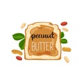 Vector illustration of a set of peanuts and peanut butter. Royalty Free Stock Photo