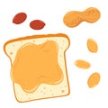 Vector illustration of set peanuts and peanut butter. Isolates on a white background. Royalty Free Stock Photo