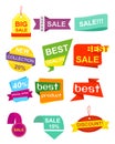 Vector illustration set pf labels, stickers. Colorful and bright Collection of Sale Discount Styled origami Banners Royalty Free Stock Photo