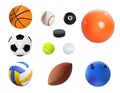 Vector illustration Set Of Realistic Sport Balls. On White background Royalty Free Stock Photo