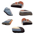 Vector illustration set of rocks and stones elements and compositions in flat cartoon style Royalty Free Stock Photo