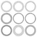 Vector set of round ink frames with hand drawn ornament