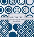 Vector illustration set of seamless geometric patterns Royalty Free Stock Photo