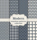 Vector illustration set of seamless modern patterns