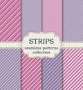 Vector illustration set of seamless patterns strips Royalty Free Stock Photo