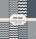 Vector illustration of a set of seamless patterns zig zag Royalty Free Stock Photo
