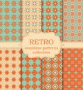 Vector illustration set of seamless retro patterns Royalty Free Stock Photo