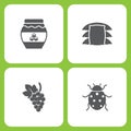 Vector Illustration Set Of Simple Farm and Garden Icons. Elements honey, sack, Grape, Ladybug Royalty Free Stock Photo