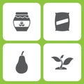 Vector Illustration Set Of Simple Farm and Garden Icons. Elements honey, Seed bag, Pear, plant Royalty Free Stock Photo