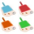 Vector illustration set of a small dustpan cleaning trash in the yard