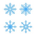 Vector illustration. Set of 4 Snowflakes thin line ftat design Royalty Free Stock Photo