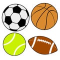 Vector illustration of a set of sports balls on a white background. Royalty Free Stock Photo