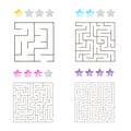 Vector illustration of set of 4 square mazes for kids