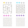 Vector illustration of set of 4 square mazes for kids