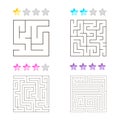 Vector illustration of set of 4 square mazes for kids