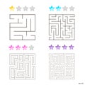 Vector illustration of set of 4 square mazes for kids