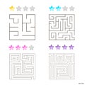 Vector illustration of set of 4 square mazes for kids
