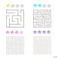 Vector illustration of set of 4 square mazes for kids