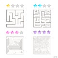 Vector illustration of set of 4 square mazes for kids