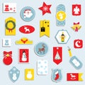 Vector illustration set stickers and badges for Christmas, New Year. Advent calendar. Merry Holidays