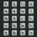 Set of stone buttons for game design and applications