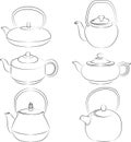 Vector illustration of set teapot silhouette