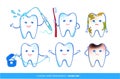 Vector illustration set of tooth characters