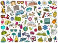 Set of hand drawn travel doodle Royalty Free Stock Photo