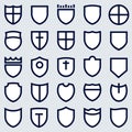 Set of twenty five geometric and plain shield icons.