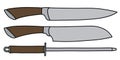 The set of large kitchen knives