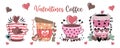 Vector illustration set valentine coffee Designed on a white background for Valentine\'s Day theme decoration Royalty Free Stock Photo