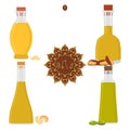 Vector illustration for set various bottles oil