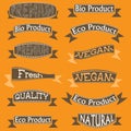 Vector illustration set of vintage Label, Banner Tag Sticker Badge and Ribbons design elements. Royalty Free Stock Photo