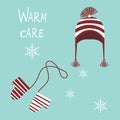 Vector illustration set of cozy warm clothing Royalty Free Stock Photo