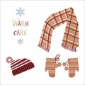 Vector illustration set of warm clothing Royalty Free Stock Photo