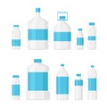 Vector illustration set of water bottle pack light blue color isolated on white background. Delivery water concept Royalty Free Stock Photo