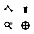 Vector illustration set web icons. Elements open sign, search settings sign, cup of drinks and share this sign icon