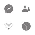 Vector illustration set web icons. Elements Pie chart, WIFI, Peopleand facebook message notificationicon Royalty Free Stock Photo