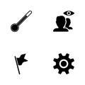 Vector illustration set web icons. Elements settings sign, flag, hidden contacts and thermometry icon Royalty Free Stock Photo