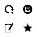 Vector illustration set web icons. Elements star, paper tablet and pencil, comments sign and return sign icon