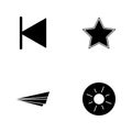 Vector illustration set web icons. Elements sun in round, paper airplane, star and previous icon Royalty Free Stock Photo