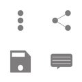 Vector illustration set web icons. Elements text message, file save, Shareand Triple dotsicon